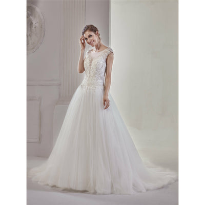 Chicely Plunging V crystal beaded ball gown wedding dress