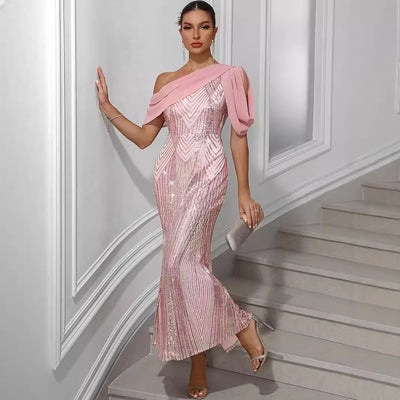 Astraea one shoulder evening Gown