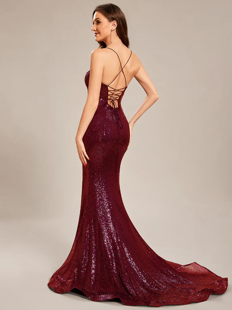 Celestial Glamour Sequin Evening Gown