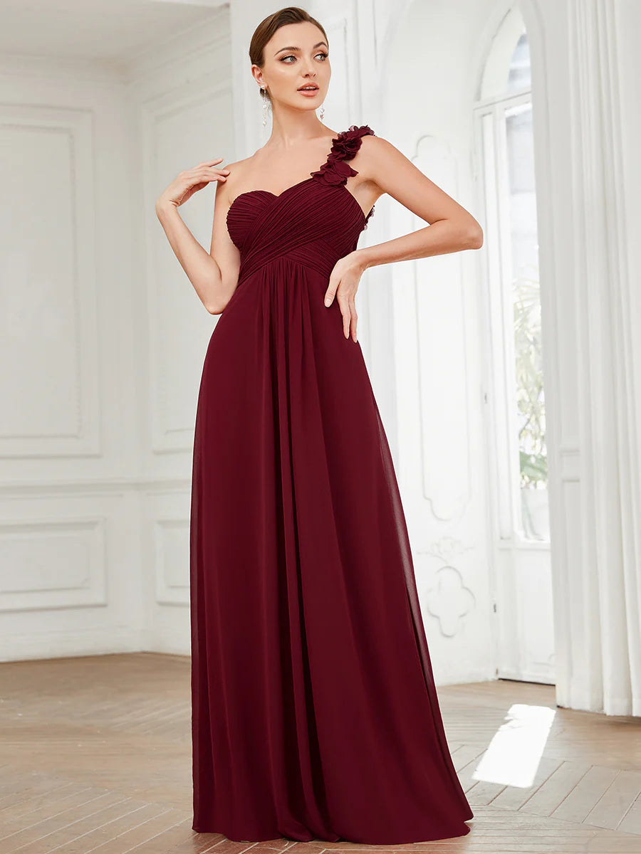 Asymmetrical Angel One-shoulder Chiffon bridesmaid dress