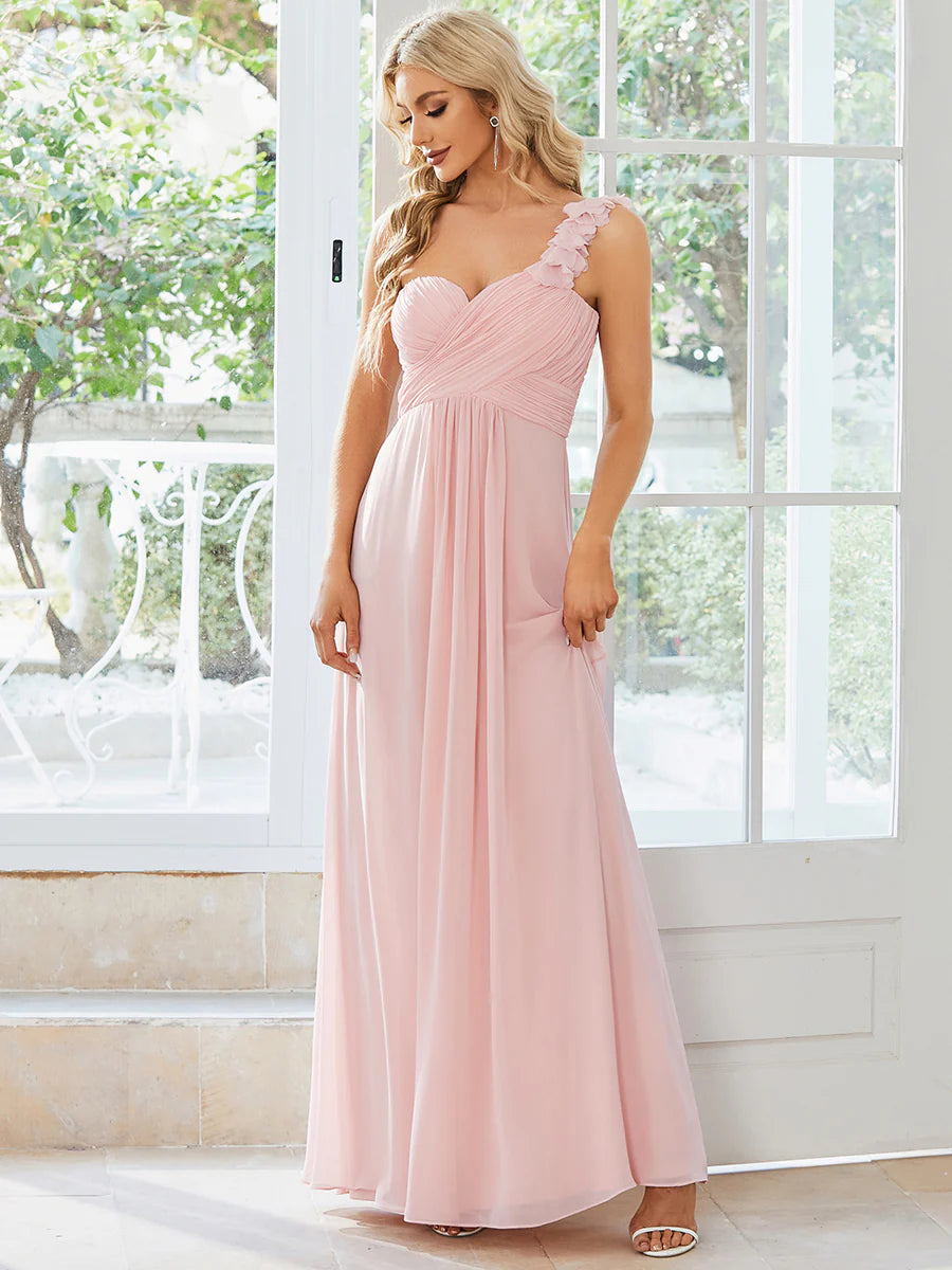 Asymmetrical Angel One-shoulder Chiffon bridesmaid dress