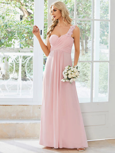 Asymmetrical Angel One-shoulder Chiffon bridesmaid dress