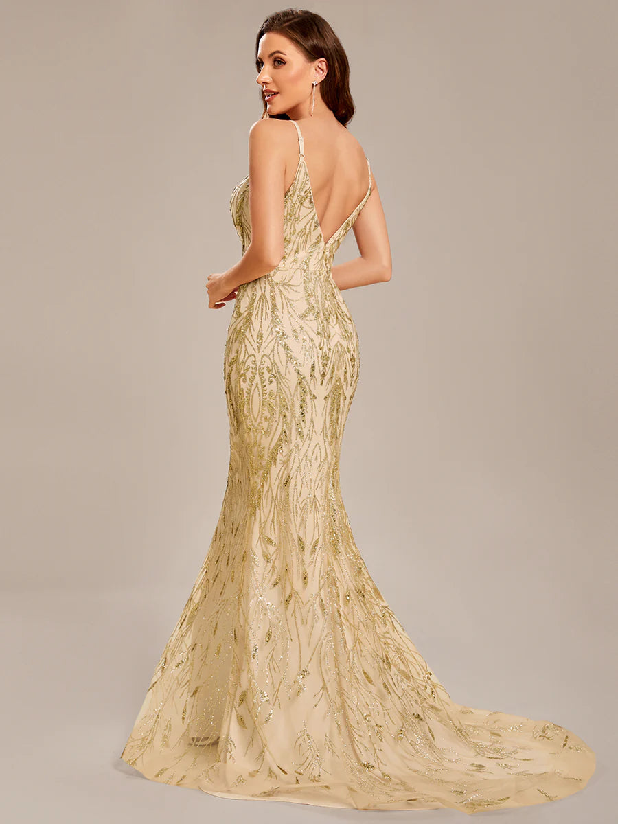  Luminous Elegance Sequin Lace Mermaid Gown