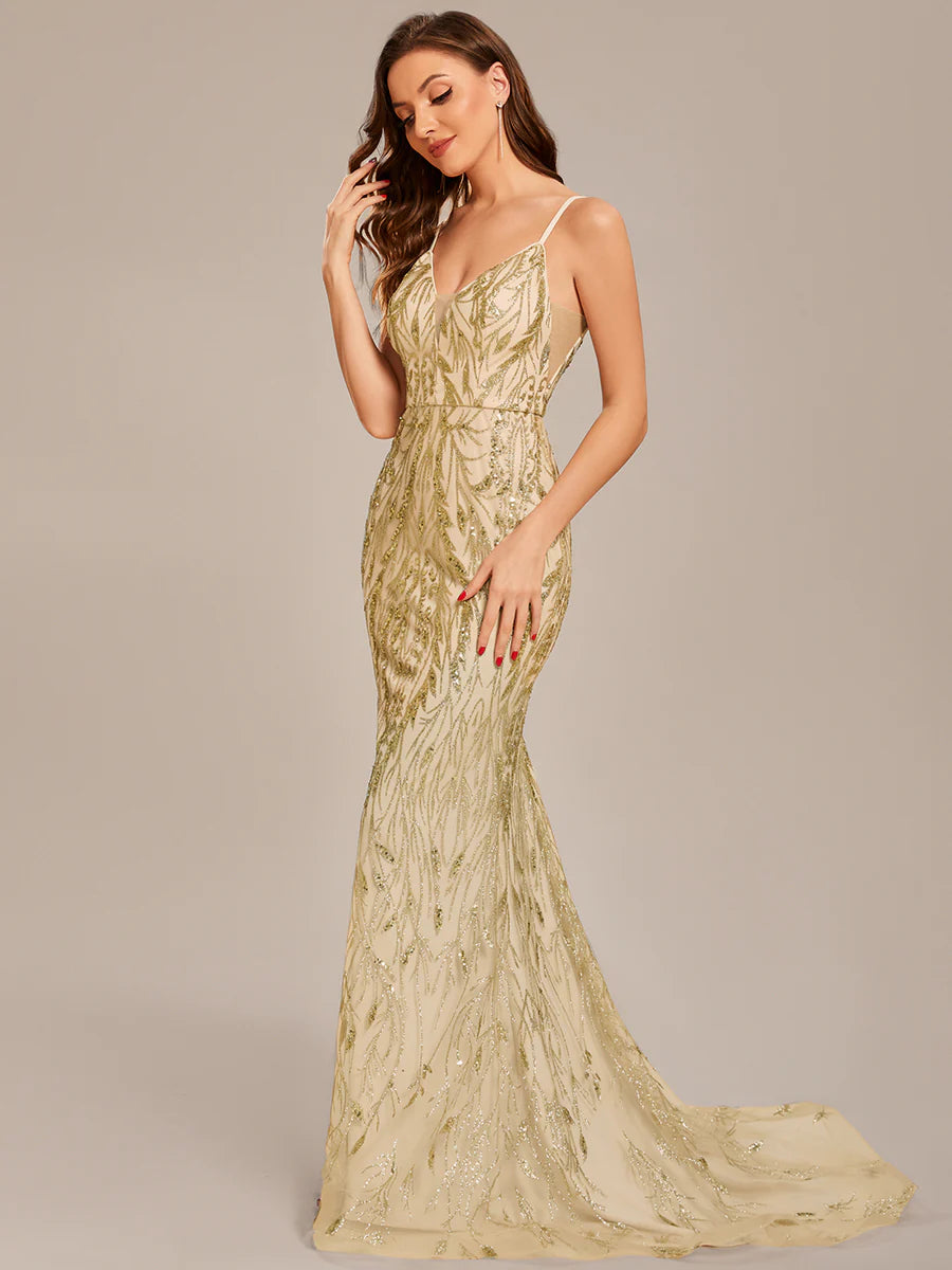  Luminous Elegance Sequin Lace Mermaid Gown