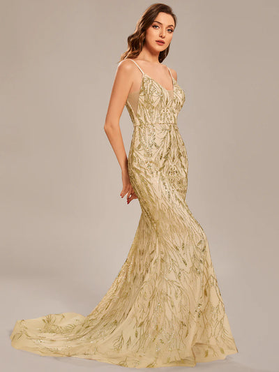  Luminous Elegance Sequin Lace Mermaid Gown