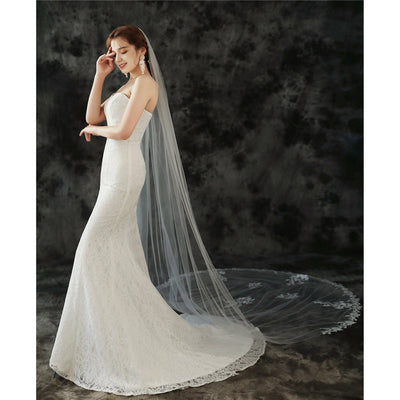 Chic Single Layer Floral Lace  Cathedral Veil