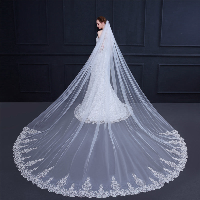 Luxury French Floral Lace Cathedral Veil
