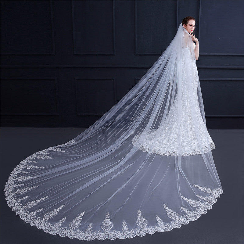 Luxury French Floral Lace Cathedral Veil