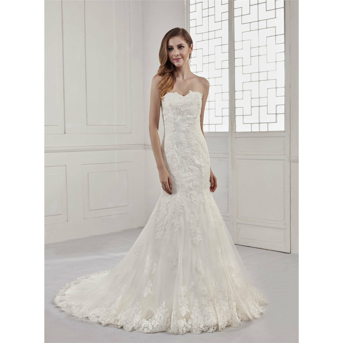 Chicely sweetheart floral applique mermaid wedding dress