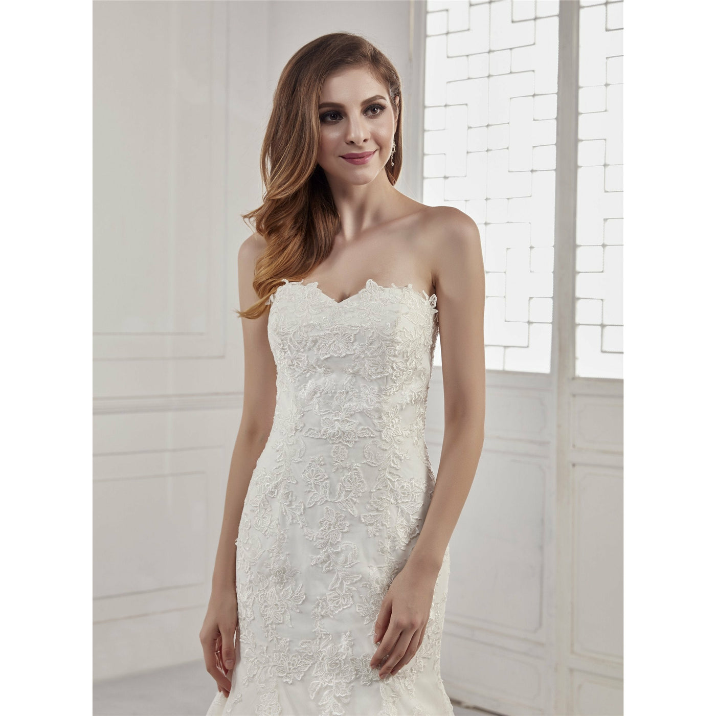 Chicely sweetheart floral applique mermaid wedding dress1