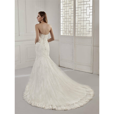Chicely sweetheart floral applique mermaid wedding dress2