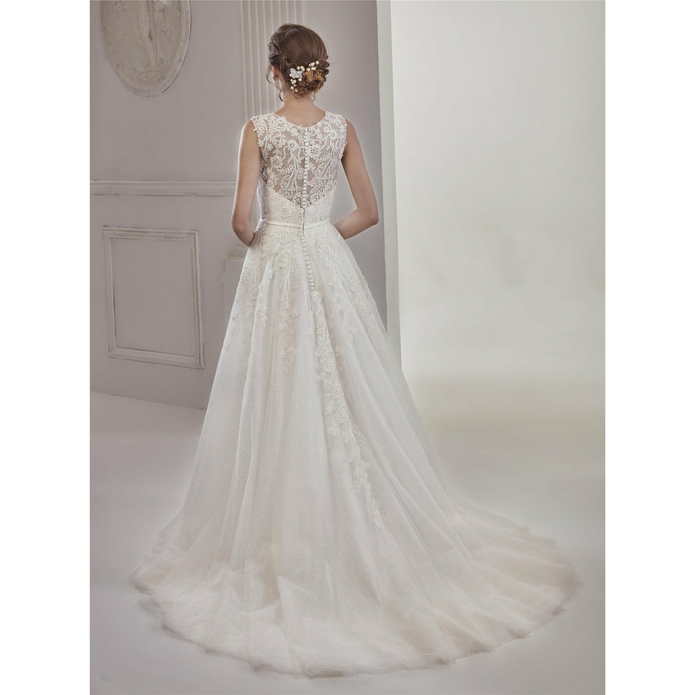 Chicely Chantilly Lace Illusion sweetheart wedding dress2