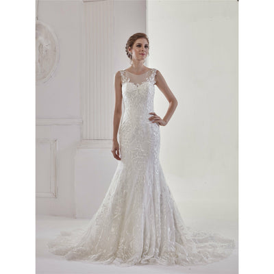 Chicely Illusion sweetheart allover lace mermaid wedding dress