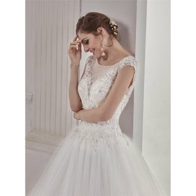 Chicely Plunging V crystal beaded A-line wedding dress
