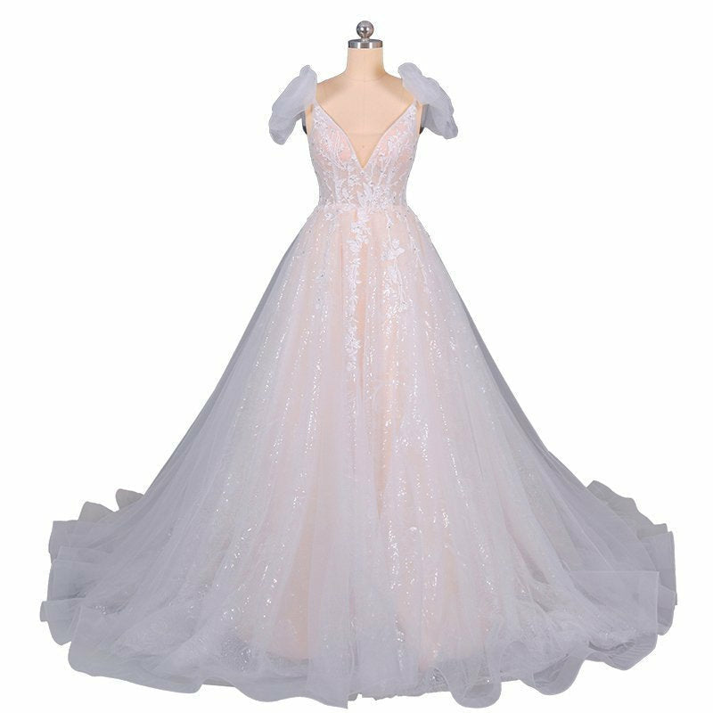 Beaded Applique sequin Wedding Dress0