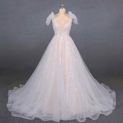 Beaded Applique sequin Wedding Dress1