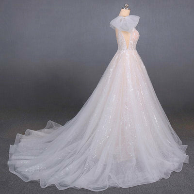 Beaded Applique sequin Wedding Dress2