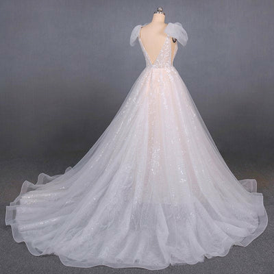 Beaded Applique sequin Wedding Dress4