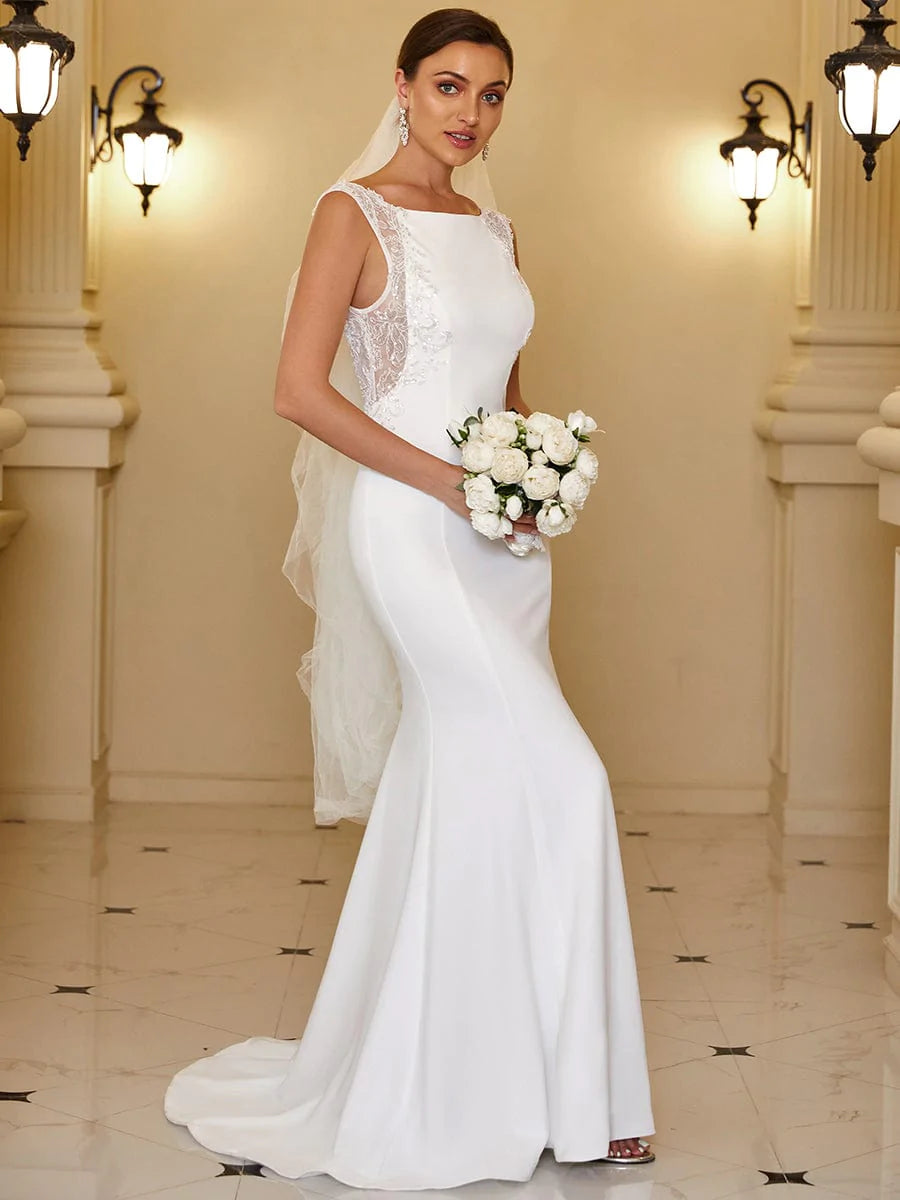 boat neck mermaid wedding dress Sparkle Lace Boat-neck Mermaid Wedding Dress CHICELY