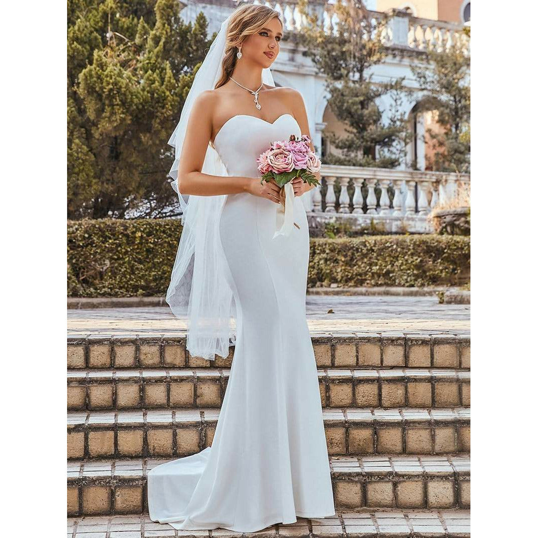 Blue and white mermaid wedding dresses best sale