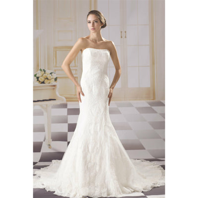 Chicely Strapless Art deco Lace Mermaid Wedding Dress