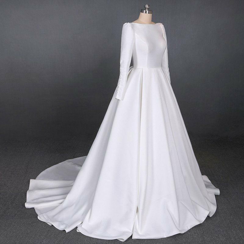 Royal silk cathedral wedding gown2