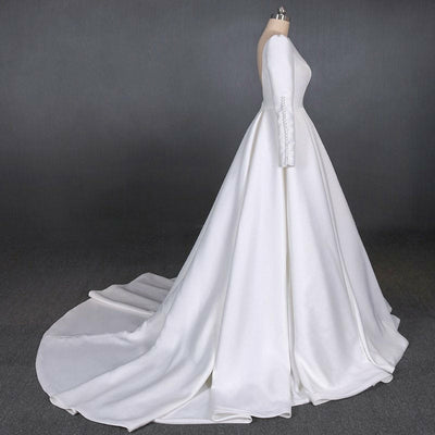 Royal silk cathedral wedding gown3